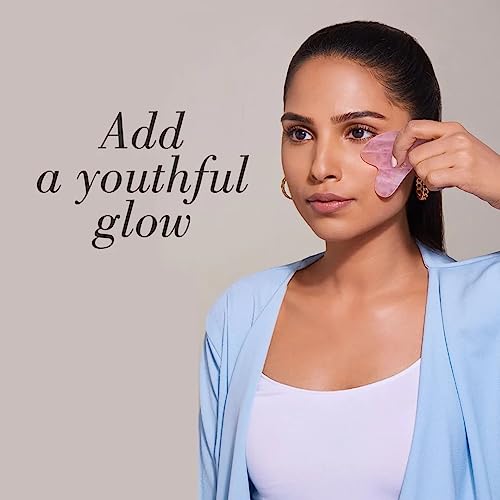 Rose Quartz Roller and Gua sha Set | Reduces Wrinkles, Fine lines and Dark Circles | Pink Jade Roller | Anti-aging Massager for Skin Toning and Tightening for Face, Eyes, Neck