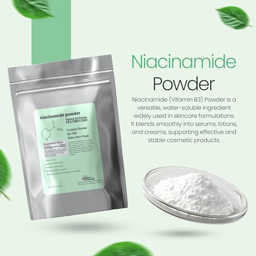 Pure Niacinamide Powder for Skin Care (Vitamin B3) DIY Niacinamide Serum, Niacin Powder (4 Ounce / 113 Gram) Cosmetic Grade