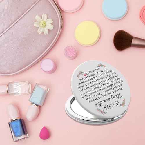 PLITI Daughter in Law Gift to My Daughter in Law Wedding PU Leather Compact Mirror from Mother in Law Father in Law (Daughter in Law LCM)