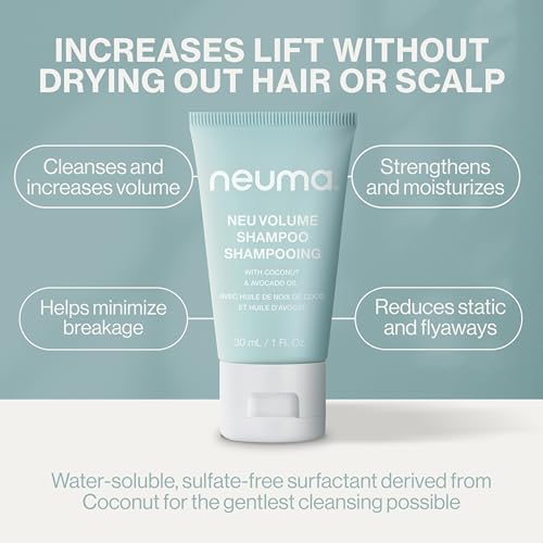 Neuma Neu Volume Shampoo 1 Fl. Oz. Fennel, Ylang Ylang, Patchouli, and Vanilla Scent, Travel Size Sulfate Free Shampoo