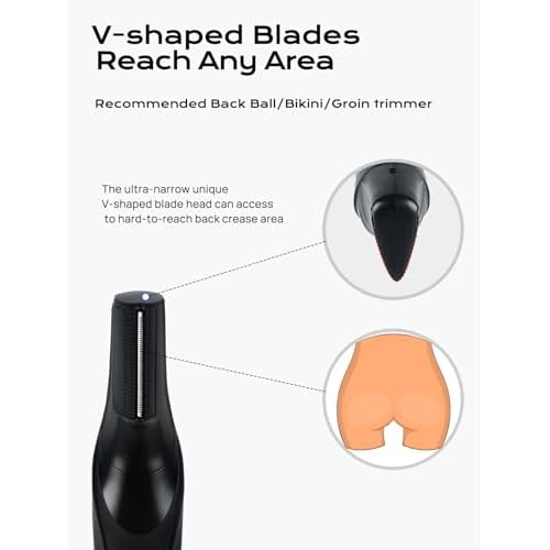 Electric Body Hair Trimmer for Men,Cordless Waterproof Body Razor 120 Mins Long Lasting,V-Shaped Lightweight Portable Pubic Hair Trimmer for Ball/Groin Pubic Sensitive Area