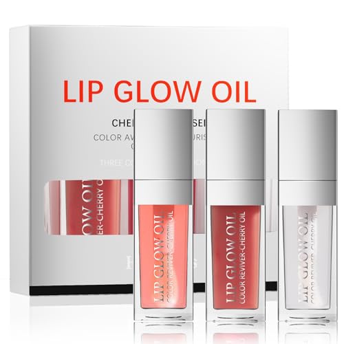 3 Color Plumping Lip Oil, 3-IN-1 Hydrating Lip Gloss Tinted Lip Balm Transparent Toot Lip Oil, Big Brush Head Glitter Shine Long Lasting Moisturizing Lip Glow Oil Nourishing Non-sticky (B#)