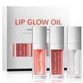3 Color Plumping Lip Oil, 3-IN-1 Hydrating Lip Gloss Tinted Lip Balm Transparent Toot Lip Oil, Big Brush Head Glitter Shine Long Lasting Moisturizing Lip Glow Oil Nourishing Non-sticky (B#)