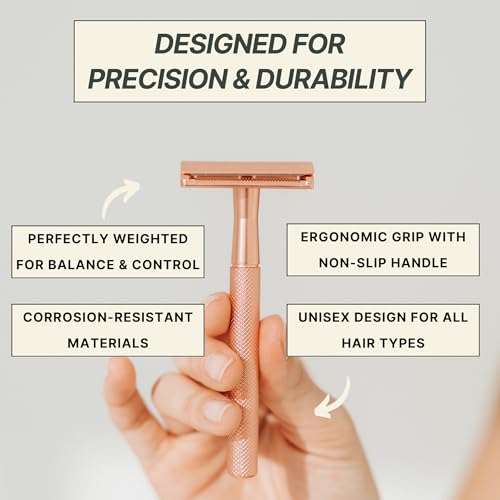 Single Blade Safety Razor for Men & Women (Onyx) Premium Aluminum Handle, Reusable & Plastic-Free ? Smooth, Close Shave with Less Irritation ? Includes 10x Blades & Travel Bag - Onyx