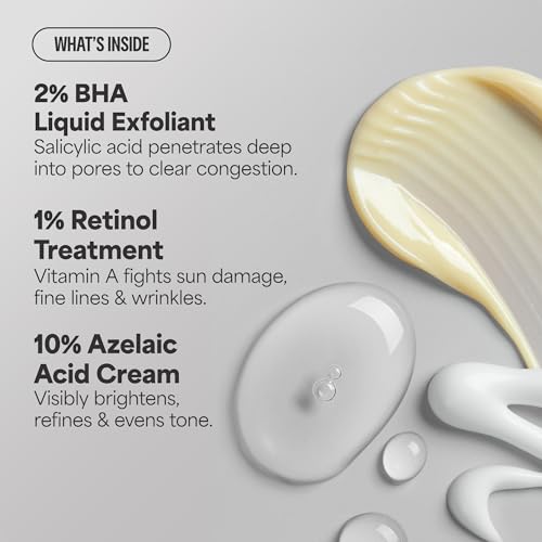 Paula's Choice Complexion Clarity Kit, 3 Piece Set Includes Full-Sized 2% BHA Exfoliant, 1% Retinol Treatment, Full-Sized 10% Azelaic Acid Booster, Skin Care Set for Clear, Glowing Skin