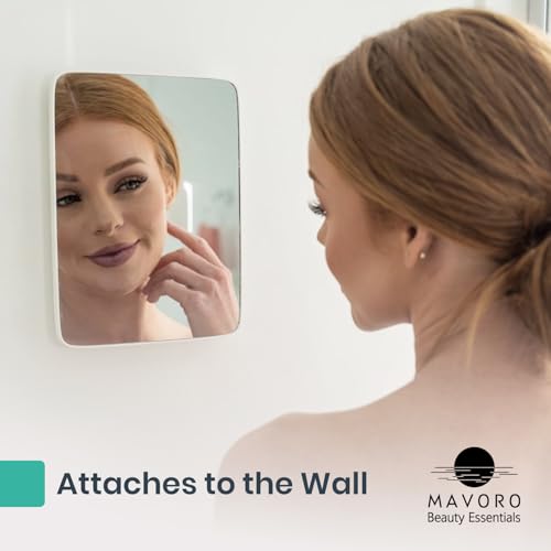 Mavoro 7x9 Travel Mirror | Small Wall Adhesive Mirror | Peel and Stick Wall Mount Travel Make up Mirror | Real Glass Vanity Mirror with Stand