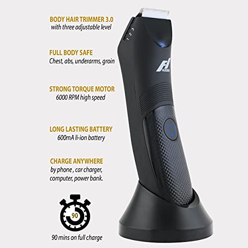 Fhuesion¢ç Manscape Trimmer for Men -IPX7 Waterproof Ball Trimmer w/Light & Ceramic Blade, Body Groomer for Pubic/Body/Groin Grooming, Electric Razor Shavers USB-C Charging, No Nicks, Gifts for Him
