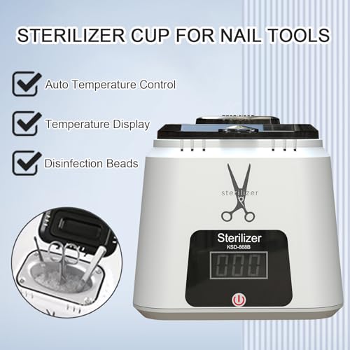 Nail Tool Sterilizer High-Temperature Nail Sterilizer Portable For Metal Nail Art Tools Dental Tool Sterilizer with Glass Beads Sterilizer High Temperature For Manicure Salon