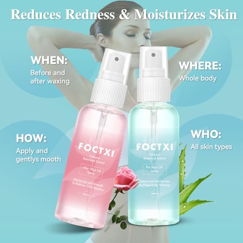Pre Wax Cleanser and After Wax Care, Pre Cleanser-Spray and Treatment, After Oil-Reduces Redness, Removes Residue, Before And After Waxing Skin Care Kit, 3.5oz