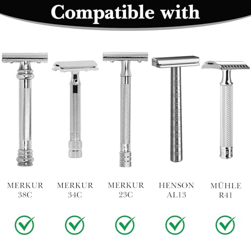 Linkidea Safety Razor Head Vegan Leather Cover, Double Edge Safety Razor Cover for Travel, Butterfly Razor Shaving Accessories Compatible with Merkur 34C Hd, 34C, 23C, Henson AL13 (Black)