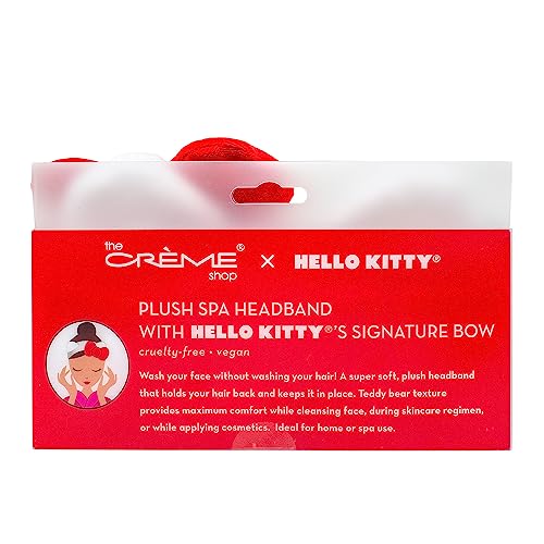 The Cr?me Shop Hello Kitty x Plush Spa Headband with Hello Kitty's Signature Bow, Face Wash Hair Band For Women