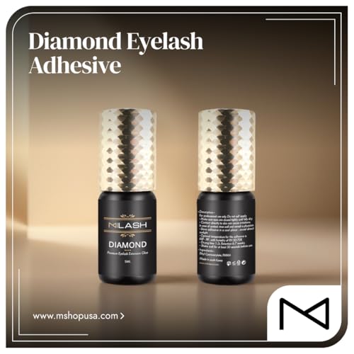 M LASH Diamond Premium Lash Glue - Eyelash Glue for Extension Adhesive with 6-7 Weeks Retention, 1-2 Second Dry Time, 5ml - for Hybrid, Mega Volume, Volume & Classic Lashes, Professional Use Only