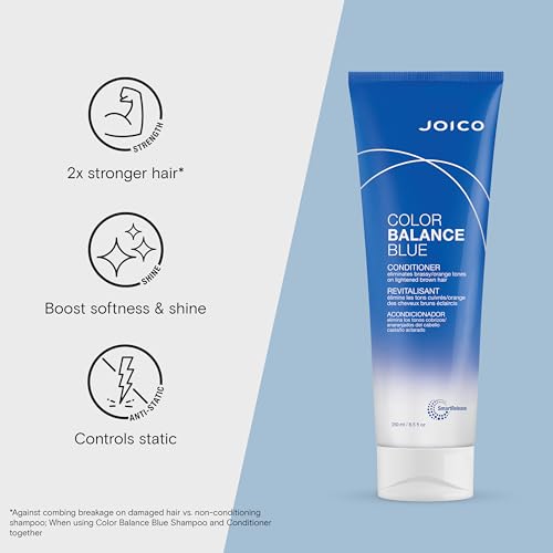 Joico Color Balance Blue Shampoo and Conditioner | For Lightened Brown Hair | Eliminate Brassy Orange Tones | Boost Color Vibrancy & Shine | Protect Against Harmful UV Radiation