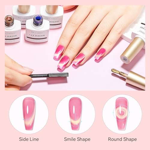 Cat Eye Gel Nail Polish Set-10 Colors with Magnet Cats Eye Gel Polish Silver Pink Blue Jelly Glass Effect Crystal Glitter Cateye UV Kit Home Manicure DIY Nail Art