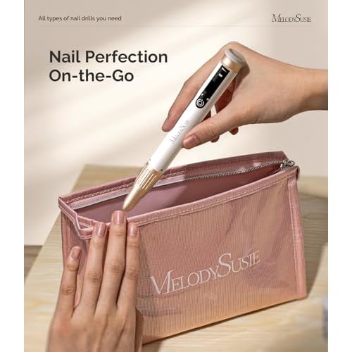 MelodySusie Pen-Shaped Stepless Speed Adjustment Cordless Nail Drill, SM220G 30000RPM Portable Rechargeable E-File with Rotary Lock for All Manicure Shaping & Acrylic Gel Removal for Pros at Home