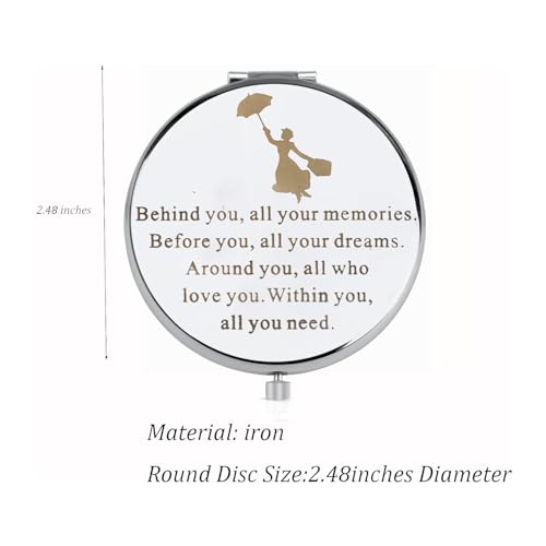 FEELMEM Gift Behind You All Your Memories Inspired Quote Compact Mirror Fans Gift