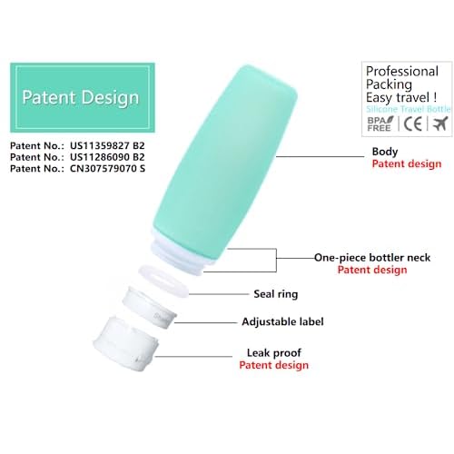 15 Pack Upgrade Travel Bottles Have Built-in Labels TSA Approved, BPA Free Travel Size Bottles Containers for Cosmetic Shampoo Cream Conditioner Lotion Soap¡¦