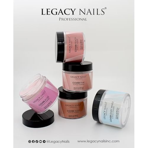 Legacy Nails Professional Cover Acrylic Powder, 4 ounces - Ideal For French Nail Art, Create Nail Art, Nail Extension That Provide a Healthy, Natural Look To Nails (BABY WHITE)