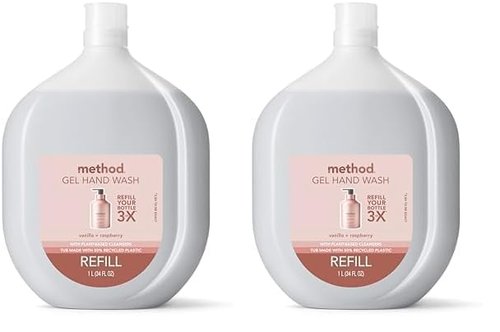Method Gel Hand Soap Refill, Vanilla + Raspberry, Biodegradable Formula, 34 Fl Oz (Pack of 2)