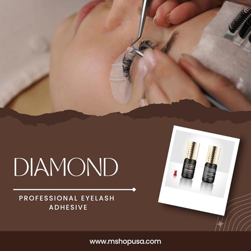 M LASH Diamond Premium Lash Glue - Eyelash Glue for Extension Adhesive with 6-7 Weeks Retention, 1-2 Second Dry Time, 5ml - for Hybrid, Mega Volume, Volume & Classic Lashes, Professional Use Only