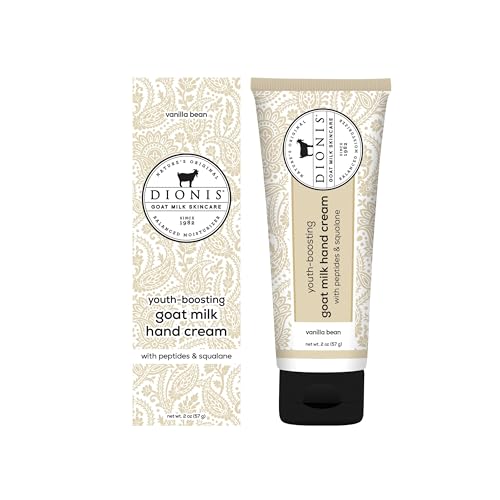 Dionis Goat Milk Vanilla Bean Youth Boosting Hand Cream with Peptides and Squalane 2oz (Pack of 1)
