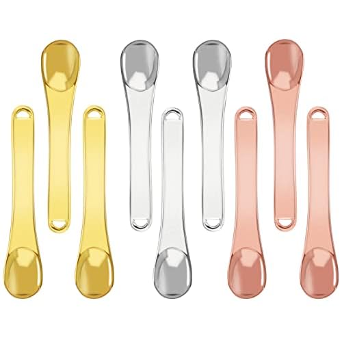 9 Pack Metal Cosmetic Skincare Spatula, Makeup Beauty Scoop, Mini Mask Facial Reusable Spoon, Mixing Stick Applicator for Facial Cosmetic, Cream, Lotions, Moisturizer (Rose Gold, Gold, Silver)