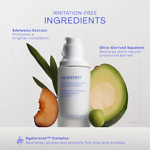 The Outset Squalane Daily Face Moisturizer, Hydrating Barrier Repair Face Cream, Non-Comedogenic, Fragrance-Free, Gluten Free Clean Vegan Facial Moisturizer for Sensitive & All Skin Types ? 1.7 fl oz