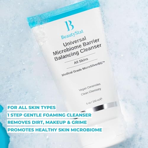 BeautyStat Brighten & Strengthen Daily Travel Starter Kit: 10ml Universal C Skin Refiner, 10ml Probiotic Moisture Boost Cream, 30ml Microbiome Purifying Cleanser, (3) Triple Action Daily Peels