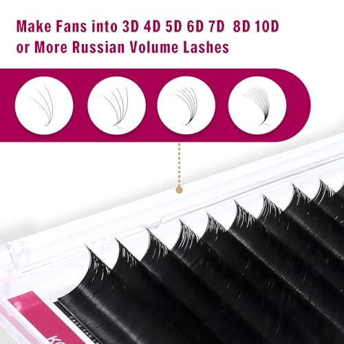 KOLYBEL Easy Fan Lash Extensions 0.05 Thickness Eyelash Extension D Curl 8-15mm Mix Lash Tray Auto Blooming Lash Extension Volume Lashes Extensions Lasting Self Fanning Lashes(0.05-D,8-15mm)