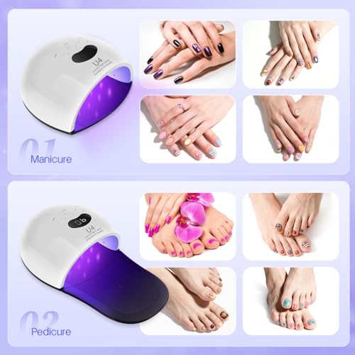 UV LED Nail Lamp,2 in 1 48W Nail Dryer for Gel Nail Polish UV Light,Machine Nail Art Tools for Hand Feet,30 LEDs with 3 Timer Settings for Salon and Home