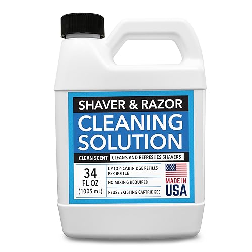 IMPRESA Shaver & Razor Cleaning Solution - 34 Fl Oz Liquid Refill - Compatible with Braun Clean & Renew Series 3, 7 & 9 Cartridges - Scent-Free Shaver Cleaning Liquid