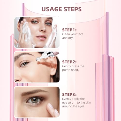 RWT 5% Caffeine Eye Serum & Under Eye Roller Cream for Dark Circles and Puffiness Eye Care Eye Roller Serum with 360¡Æ Massage Ball Eye Treatment Serum for Women