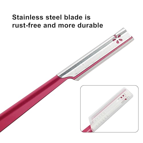 10 pcs Eyebrow Razor WomenFace Razors Facial Hair Removal Exfoliating Dermaplaning Tool Face Shavers Upper Lip Hair Removal Travel Razor(Red and Blue)