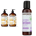 Everyone Nourishing Hand and Body Lotion, 32 Ounce (Pack of 2), Coconut and Lemon for Every Body Nourishing Lotion Travel Size: Vanilla and Lavender, 2 Ounce