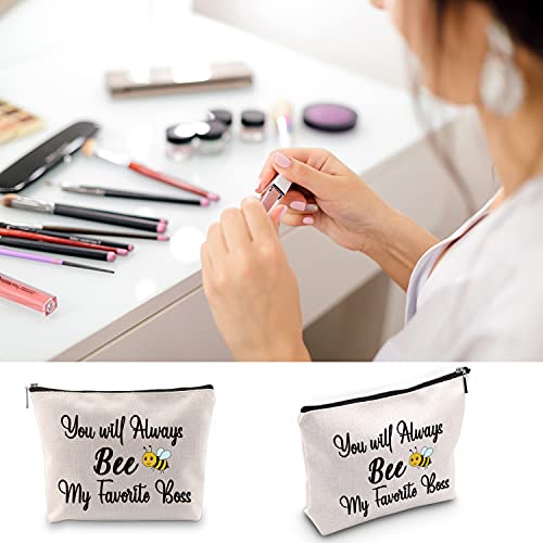 BLUPARK BOSS Coworker Leaving Gifts You'll Always Bee My Favorite Boss Makeup Bags Women Colleague Going Away Gifts (BEE BOSS)
