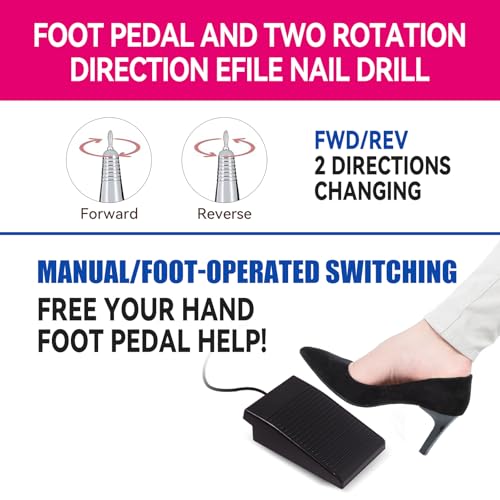 45000RPM Professional Portable Nail Drill Electric File,Nail E File Machine with Bits & Storage for Acrylic Nails Remove Nail Gel Polish Manicure for Salon Home(Purple)