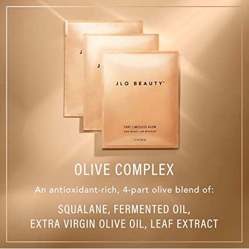 JLO BEAUTY Face Mask, 2-Piece Hydrating Sheet Mask with Glow Serum, Moisturizing & Firming Self Care Facial Sheets To Help Lift and Reduce Puffiness, Skin Care for Women, That Limitless Glow, 3 Pack