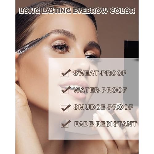 6 Pack Medium Brown Eyebrow Pencil, Waterproof Eye Brow Pencils for Women- Dual-Ended with Spoolie Brush and Triangular Tip for Easy Defining, Natural Fill, Long-Lasting Brows, Sweatproof