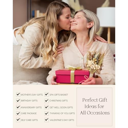 Spa Gifts for Women - Valentines Day Gifts for Her, Natural Themed Self Care Kit, Birthday Anniversary Care Package Ideas for Wife Girlfriend Mom from Daughter Husband Friend, 8PCS Items