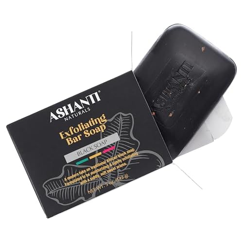 Ashanti Naturals Black Soap Bar | Exfoliating Natural Soap with Shea Butter, Jojoba Oil & Oatmeal for Women & Men ? 5 oz