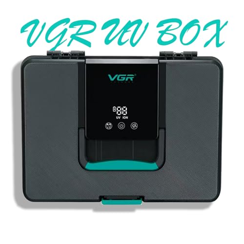 VGR 840 Barber Tool Storage Box with 365nm Light Technology, USB Powered Professional Organizer for Clippers, Trimmers, Guards & Barber Accessories, LED Display, Multi-Compartment Design