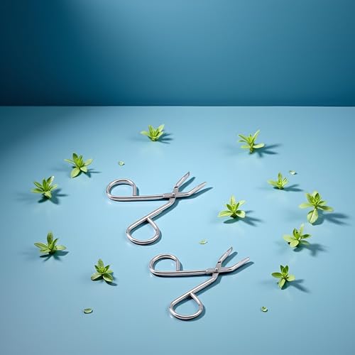 2Pcs ?Silver Stainless Steel Eyebrow Tweezers, Elbow Pliers Clip, Flat Tip Hair Plucker Hair Removal Tweezers, Shave and Hair Removal, Beauty and Personal Care