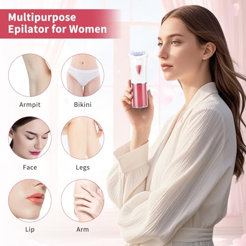 Facial Epilator for Women - 2026 Upgraded Cordless Hair Removal Device with LED Light - Painless Electric Tweezers - Face Epilator Hair Remover for Face/Chin/Lip/Arms/Legs/Bikini Line for Smooth Skin