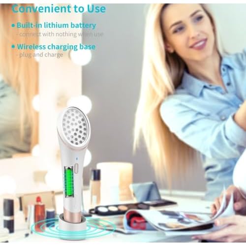 Lyte Wireless DUO Red & Blue LED Light Therapy for Face includes Hyaluronic Serum Automatic Red and Blue LED Light Therapy Anti-Aging Wrinkle Reduction Device, White