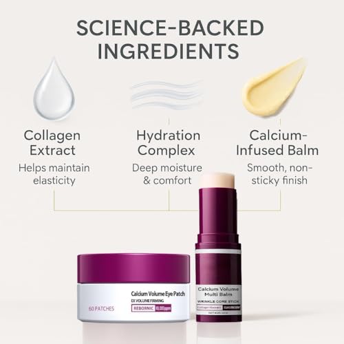 Eye Care Duo ? Calcium Multi Balm Stick & Hydrogel Under Eye Patches (60 Patches / 30 Pairs) ? Hydrating & Smoothing Eye Treatment ? Gentle, Travel-Friendly Skincare Set