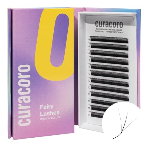 Curacoro Fairy Volume Lash Extensions 3D - 0.7mm Thickness CC Curl 8mm-15mm Length, Premium Matte Black Individual Eyelashes Tray, Professional Supplies Use
