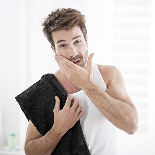 Utopia Towels, Salon Towel, Pack of 24, Not Bleach Proof, 16 by 27 Inches, Highly Absorbent Cotton Towels for Hand, Gym, Beauty, Spa, and Home Hair Care, Black