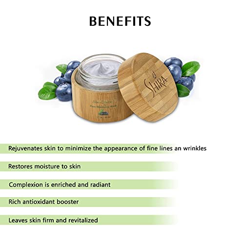 Shira Shir-Organic Pure Blueberry Facial Mask For Nourished Wrinkle-Free and Radiant Skin With Organic Anti-Aging Formula Leaves skin soft moisturized and hydrated. (50ml)