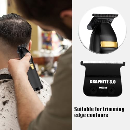 Replacement Blades Compatible with BaByliss PRO Barberology Trimmer Blade,Zero-Gapped Replacement Trimmer Blade Compatible with BaBylissPRO FX787 & FX726 Trimme (7 Black-002)