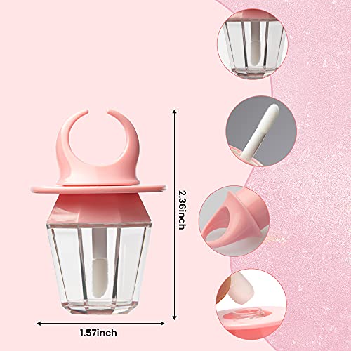 RONRONS 20 Pieces 8ml Diamond Ring Shape Empty Lip Gloss Tube Feeding Bottle Plastic Refillable Lipgloss Bottles Container Clear Lip Glaze Tube with Wand Lip Oil Vials DIY Makeup Holder